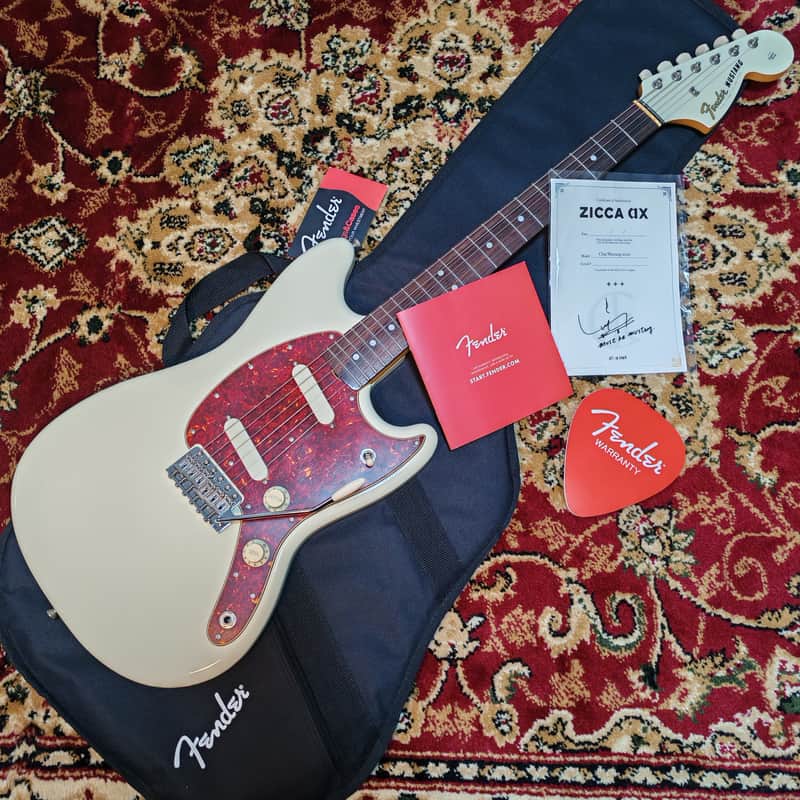 2019 Fender Char Signature Mustang Zicca Limited Edition Olympic White w/ Matching Headstock, Japanese Domestic Only, MIJ Japan