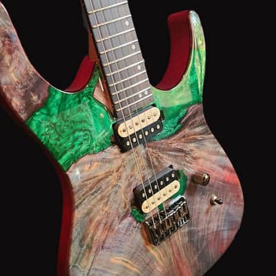 Leo Jaymz Monsoon Deluxe Electric Guitar – Burl & Resin Finish + Case – Pro Setup image 3