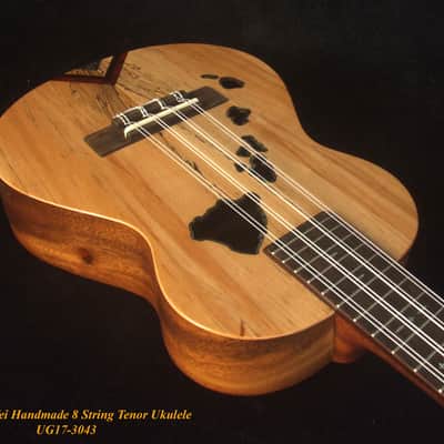 Handmade 8 String Tenor Ukulele, Solid Spalted Maple, Acacia, The Islands Soundhole, Soft-bag, Bruce Wei UG17-3043 image 9
