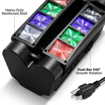 Moving Head DJ Lights, 8 x 3W RGBW Beam Stage Light, 540 Degree XY Axis with 4 Lighting Modes, Sound Activated DMX512 for Disco, Karaoke, Party, Stage, DJ Events image 3