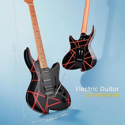 Electric Guitar with Roasted Maple Neck, SSH Active Pickups, Built-in Multi-Effects & Vintage Tremolo(Red Black) image 2