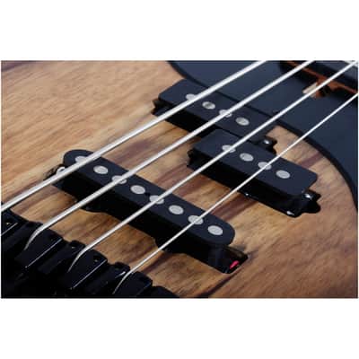 Schecter Model-T 4 Exotic Electric Bass, Black Limba image 9