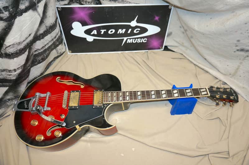 Glen Burton GE775 Chicago Hollow Body Archtop Jazz Guitar with Bigsby image 1
