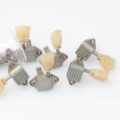 Kluson® Aged Nickel Waffelback Tuner Tulip Plastic Buttons image 1