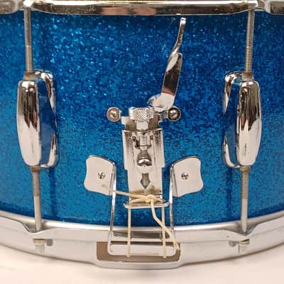 Slingerland 1972 Radio King #111 7x14"Snare Drum Blue Sparkle/Maple Vintage 70s image 8