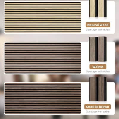 Wood Panels For Wall Acoustic Panels For Interior Wall Decor, 3D Wood Slat Wall Panel/Fluted Sound Absorbing Noise Cancelling Panels - 5 Pack Color Samples image 4