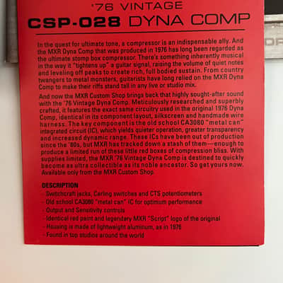 MXR CSP028 '76 Vintage Script Dyna Comp 2010s - Red image 5