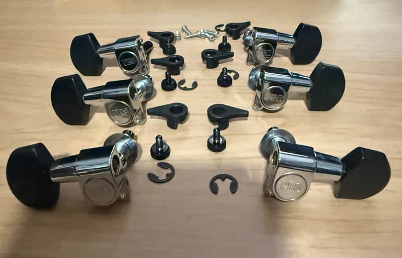 PRS PRS USA Phase 1 Winged Locking tuner set of 6 - Black Tuner Buttons image 1