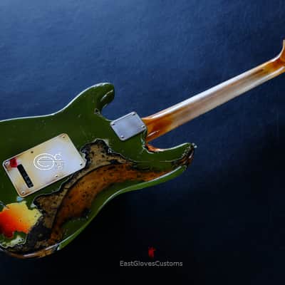 Fender Stratocaster Olive Green /Sunburst Heavy Aged Relic by East Gloves Customs image 4