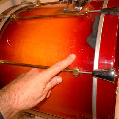 Vintage 1993 GMS Grand Master Series Drumset Cherry Sunburst Lacquer 22",14",12",10" image 21