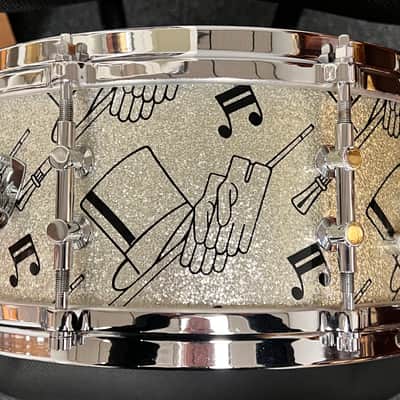 Lang Gladstone 6.5x14 snare drum. 3 way tuning, unique top hat and cane finish image 2