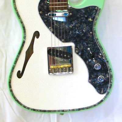Custom Designed & Crafted - Surf Green Tele Thinline style/African Turquoise Stones - RSG Serial #058 2024 image 4