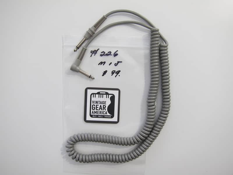 Teisco Del Rey Curly or Coil Cord Guitar Cable MIJ Authentic Vintage Accessory Case Candy Circa-1960s-1970s-Grey image 1