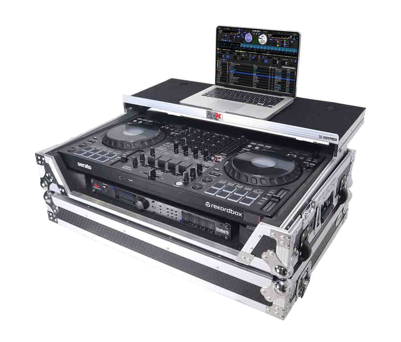 ProX XS-DDJFLX10 WLT Flight Style Road Case Pioneer DDJ-GRV6 or DDJ-FLX10 DJ Controller with Laptop Shelf image 1
