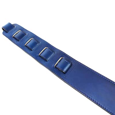 Walker & Williams KB-32 Skinny Cobalt Blue Premium Grain Leather Strap w/Hand Tooled Phoenix image 9