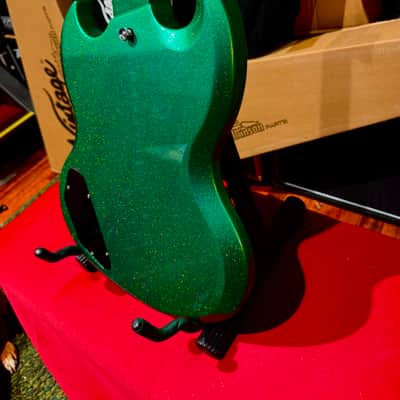 Vintage Guitars 30th Anniversary VS6 Electric Guitar with Vintage Style Vibrato  Green Metalflake image 8