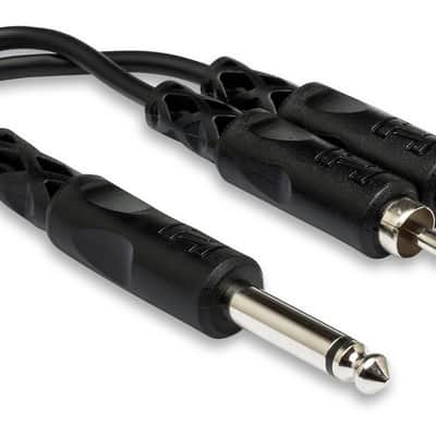 Hosa YPR-124 6" Shielded Y Cable Mono 1/4" Phone Plug to Two RCA Plugs - Black image 1
