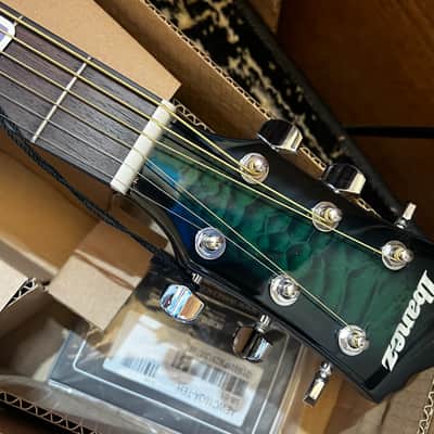 Ibanez AEWC16QA 6-String Acoustic-Electric Guitar - Transparent Emerald Burst image 4