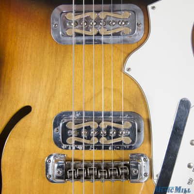 Vintage Harmony H82 Rebel Electric Guitar Sunburst Gold Foil Pickups image 4