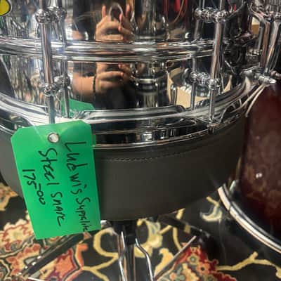 Ludwig LU6514SL Supralite 6.5x14" 10-Lug Steel Snare Drum with P88I Strainer 2021 - Present - Polished Steel image 5
