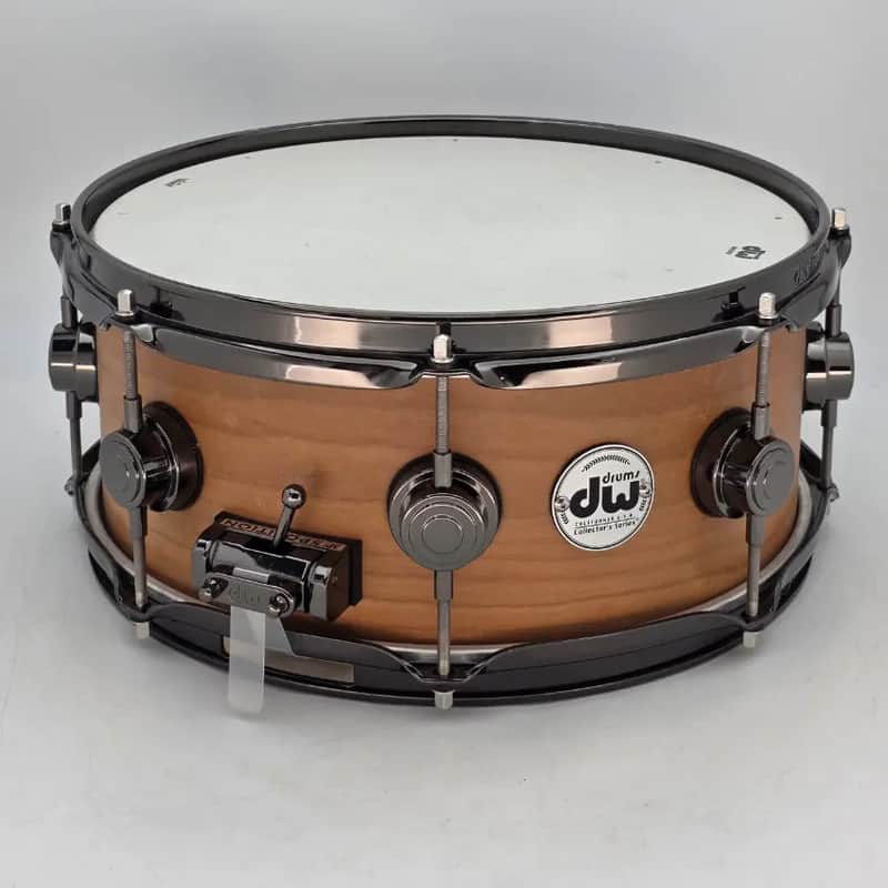 Used DW Collectors Cherry HVLT Snare Drum 13x5.5 Black Nickel Hardware - Good image 1