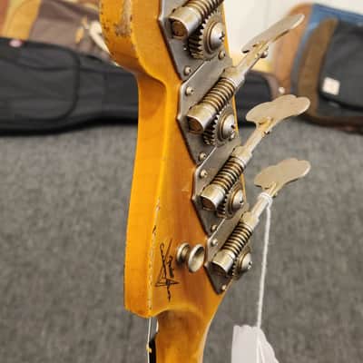 Fender Custom Shop '61 Jazz Bass Heavy Relic 4-String Bass Guitar, Rosewood Fingerboard, Sherwood Metallic image 9