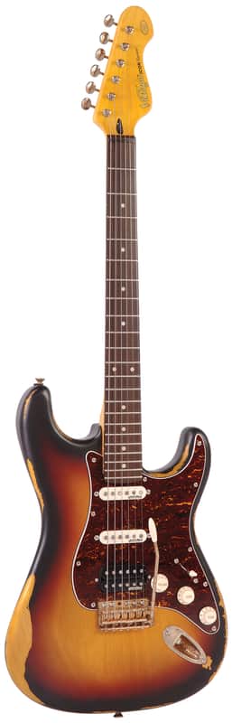 Vintage Guitars Icon V6 Electric Guitar - Distressed Sunburst, V6HMRSB image 1
