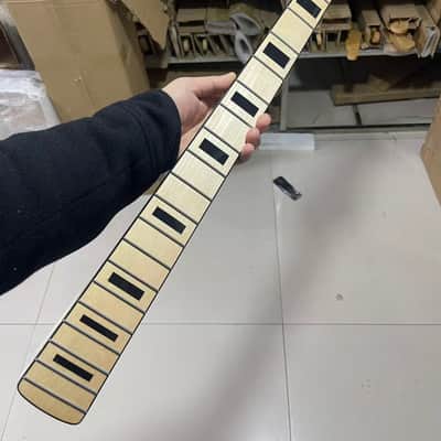 Black head Black binding 4 string electric bass neck jazz bass stainless steel 20 frets gloss Maple guitar neck 34inch hole 18mm Black block inlay image 1