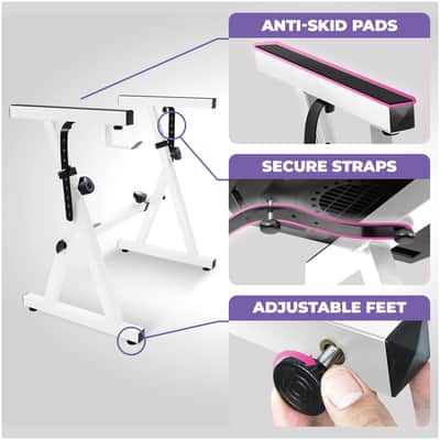 Liquid Stands Piano Keyboard Stand & Bench Set for 54-88 Key Electric Pianos (All White) image 4