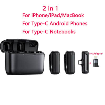 Wireless Lavalier Microphone Charging Case Mic Portable Audio Video Recording for iPhone Android Camera Notebook Live Gaming Mic image 1