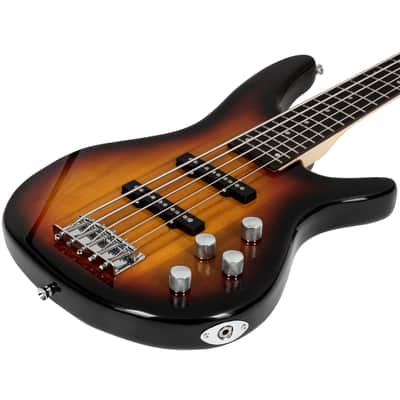 Glarry GIB Electric 5 String Bass Guitar Full Size SS Pick-up Sunset image 4
