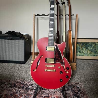 D'Angelico Deluxe SS Semi-Hollow Single Cutaway with Stop-Bar Tailpiece 2010s - Matte Cherry image 2