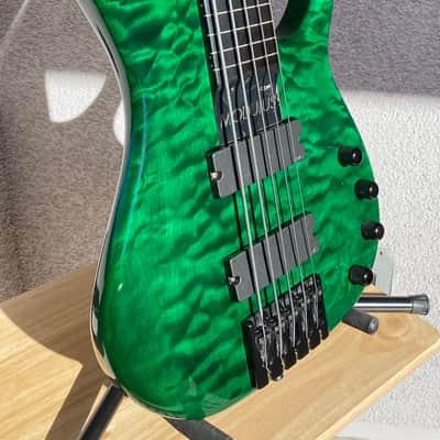Modulus Graphite Quantum Q5 5-String Bass Guitar, 1997, Emerald Green image 2