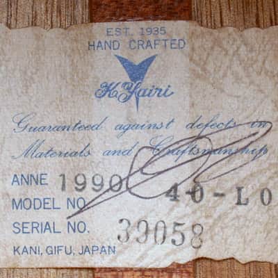 1990 Yairi semi-dreadnought size Acoustic Guitar 40-LO - Natural+Martin Hard Case image 19