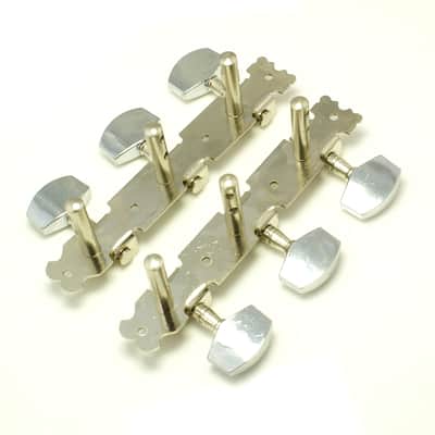 3-on-Plate Classic Acoustic Guitar Tuners Set, Metal knobs Nickel (3x3) image 2