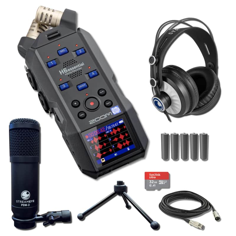 Zoom H6essential Handheld Recorder with StreamEye PDM-3 Podcast Equipment Bundle image 1