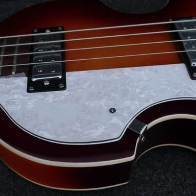 Hofner HI-BB-SB-L Left Handed Ignition Violin Bass Sunburst & Guardian CG-02-VB Hard shell Case image 5
