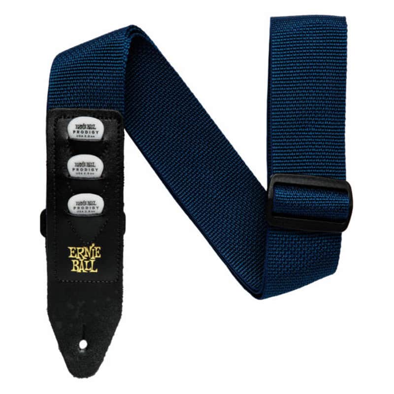 Navy Polypro Pickholder Strap Extended Leather Ends w/Three Built-In Pickholding Sheaths* image 1