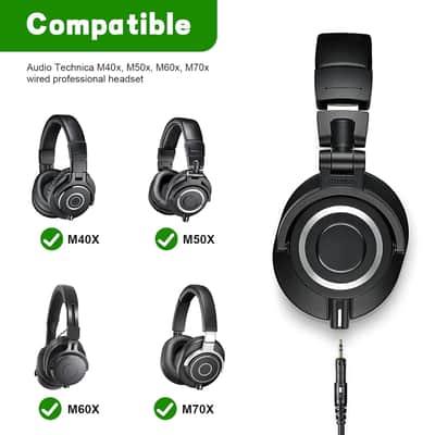 ATH-M70x Audio Cable Coiled Replacement 3.5mm/6.35mm to 2.5mm Male AUX Extension Cords Compatible with Audio Technica ATH-M50x ATH-M40x ATH-M60X Headsets image 2