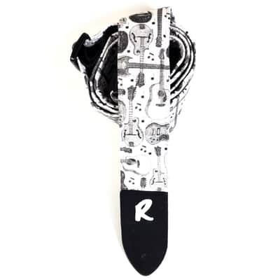 Guitar Collage Guitar Strap- Black White Guitars Composition Strap - Guitars Line Drawings - Works for Electric, Bass, or Acoustic Guitars image 3