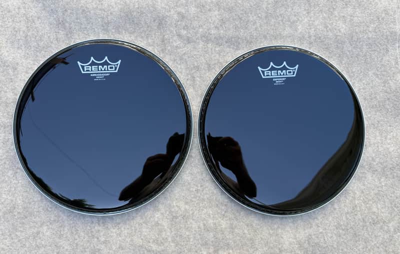 Remo Ambassador and Emperor Ebony 10 inch drum heads image 1