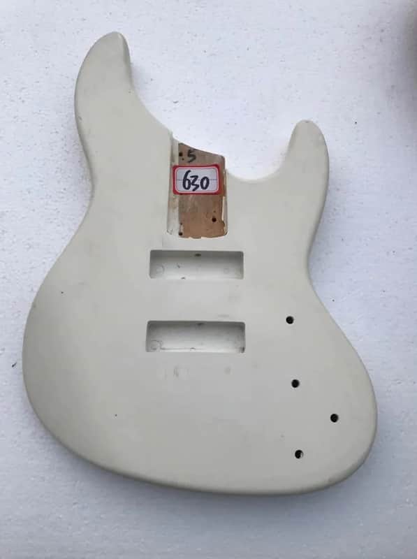 White Finished 4 String Bass Guitar Body image 1