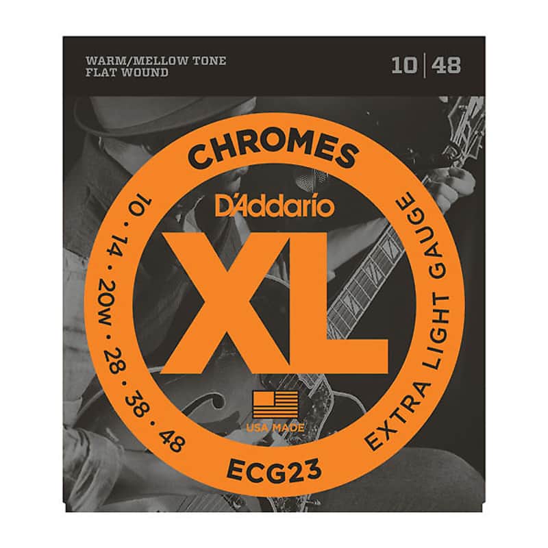 D'Addario ECG23 XL Chromes Flatwound Electric Guitar Strings, Extra Light Gauge image 1