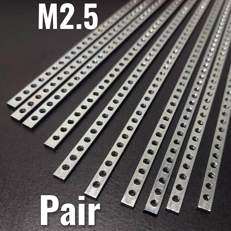 2 x 84hp / M2.5 (2.5 mm) Eurorack Threaded Nut Strips (Pair) image 1