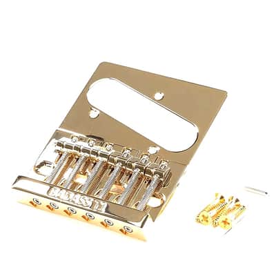 Leo Quan Badass T1 Gold, Best Sustain Upgraded 6 Pc Bridge Saddle Plate fits Vintage (4 Hole) Telecaster Guitars image 2