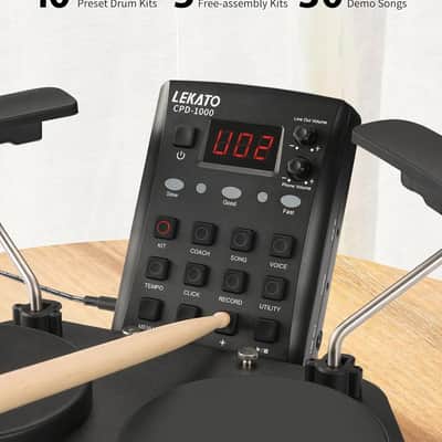 LEKATO Electronic Drum Set Portable Electric Drum Set for Beginner with Quiet Mesh Snare Drum Pads image 3
