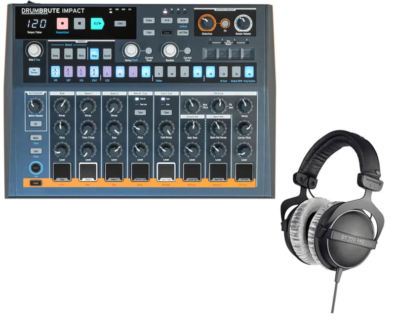 Arturia Drumbrute Impact + Beyerdynamic Studio Headphones image 1