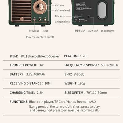 Retro Bluetooth Speaker-Blue image 14