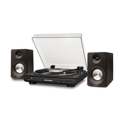 Crosley KT400A-BK Fully Automatic Bluetooth 2-Speed Turntable with S100A Stereo Speakers, Black-NEW image 4