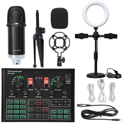 V8s Sound Card Suit Mobile Phone Sound Card Microphone Microphone Bracket Fill Light Sound Card Full Set Of Equipment image 5
